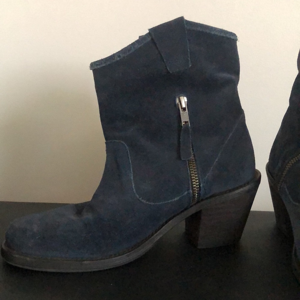Adam Tucker, Blue suede boots, size 8 (runs small)
